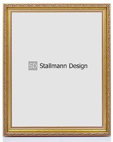 Stallmann Design Barockrahmen “OIA” | 40x50 cm | Gold | Echtholz-Bilderrahmen antik | mit Kunstglas | Fotorahmen aus Holz im Vintagestyle