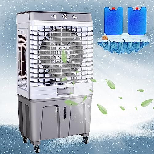 Condizionatore d'Aria Portatile 3 in 1, Dispositivo di Raffreddamento Evaporativo a 3 Velocità, Serbatoio Dell'acqua da 80L, Potenza Nominale di 500W, Alimentazione Dell'Aria Grandangolare a 120° ( Si