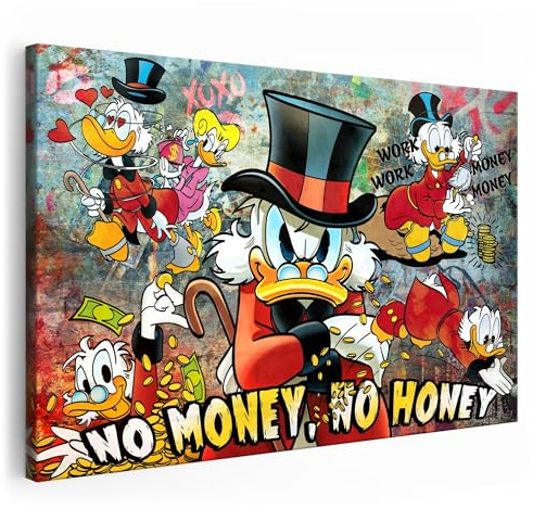 Dagobert Duck Bild bunt | Dagobert Duck Leinwand | Leinwandbilder XXL Wohnzimmer | Bild Dagobert Duck | S-Art Bilder Dagobert Duck | Bilder Wand | Bild Leinwand XXL | Dagobert Duck Bild Leinwand