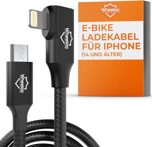 Wheeloo Ebike Ladekabel für iPhone I für alle Fahrradcomputer zB. Bosch, Yamaha, Impulse, BH Bikes E-Bike Display I Micro USB auf Lightning Stecker I Mikro USB Kabel mit OTG Funktion I Navigation
