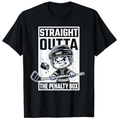 Straight Outta The Penalty Box Funny Boys Youth Kids Hockey T-Shirt