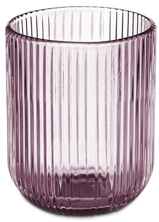 TIENDA EURASIA – Vaso Alto y Bajo, Caja de 6 Unidades, Distintos Tamaños y Colores, Cristal de Rayas, para Servir Agua, Bebidas y Zumos, no Apto para Lavavajillas ni Microondas (270 ml, Rosa)