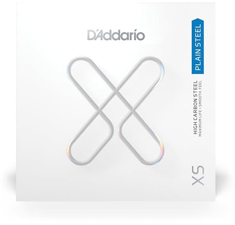 D'Addario. Cuerdas para guitarra - XS Plain Steel - Cuerda de guitarra suelta - XSPL017 - Máxima vida útil con tacto suave y tono excepcional - .017