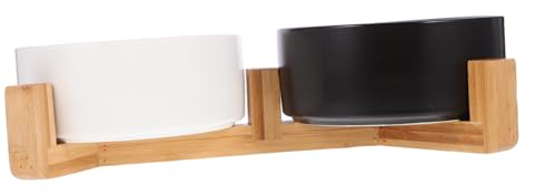 HAPINARY Élégantes Gamelles en Céramique pour Chiens sur Support en Bois Ensemble Dalimentation pour Animaux De Compagnie pour Chats Et Chiens Faciles À Utiliser Et Élégantes