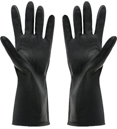 Guanti Latex Riutilizzabili per Cucina, Stoviglie, Giardino, Lavaggio Auto e Lavori (Nero, S)