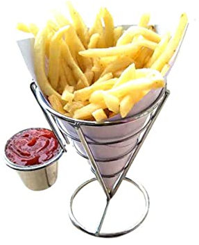 MAGICLULU Pommes-standhalter Mit Saucenlöffel Metallkorb Für Pommes-Chips-tüte Praktischer Halter Für Papiertüten Und Wachspapierförmchen