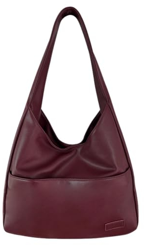 ASIEIT Tote Tasche for Damen, Solid Farbe PU Leder Umhängetasche Casual Retro Tote Handtasche Kapazität Reise Geldbörse Weekender Tasche Shopper