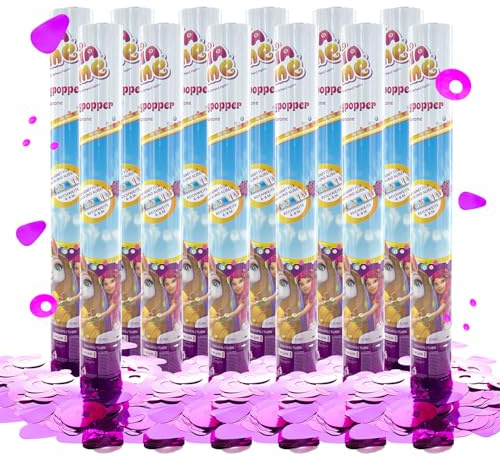 Party Factory – Konfettikanone Mia & Me Party Popper 12er Set – Partygadgets Konfetti Kanone 40cm mit bunt schimmernden Schnipseln für Kindergeburtstag – Bis 8m Flughöhe, für Innen & Außen