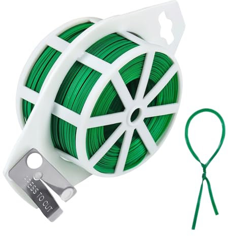 Chenyoyangfen 150m Garden Wire, Garden Wire Ties Green Plant Ties Garden Twistee Tie with Dispenser and Cutter, Plant Ties, Garden Ties for climbing plants gardening wire DIY Craft Projects(Green)