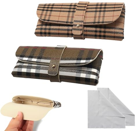 KASESSS 2Pezzi Custodia Occhiali, Custodia per Occhiali Morbida, Custodia Occhiali da Vista Donna Uomo, Porta Occhiali da Borsa con Panno Pulizia Occhiali, Astuccio Occhiali per Viaggi, Scuola, Lavoro