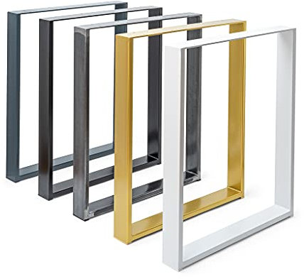 Magnetic Mobel 2 x Tischkufen aus Metall | Industrial Tischbeine in Schwarz Weiß & Rohstahl | Alle Größen für Esstisch Schreibtisch Couchtisch & Bank | DIY Tischgestell (Grau, 400x720)