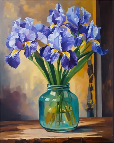 Blume Orchidee Malen nach Zahlen für Erwachsene,DIY Acryl Aquarell Malen nach Zahlen für Kinder Anfänger,Malen Kunst Handwerk für Dekoration Kunst Wandbilder 45x60cm