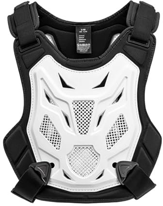 Dickly Motocross-Brustschutz, multifunktional, tragbar, bequem, Motorrad-Körperschutzweste für Mountainbikes, Radfahren, Erwachsene, Weiß