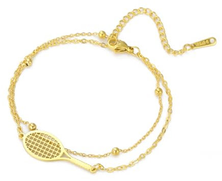 UNIFT Tennisschläger-Armband für Damen und Herren, Edelstahl, modischer Charm, Tennisballschläger-Armbänder, Sportschmuck für Geschenke, Spieler, Liebhaber, 1.18 inches, Edelstahl
