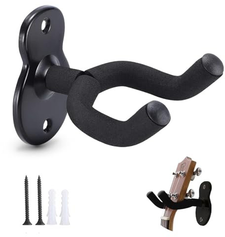 Wandhalterung Gitarre Gitarrenhalter für die Wand - Universal Gitarren-Wandhalter Schwarz, Geeignet für Akustikgitarre,klassische Gitarre,Bass,E-Gitarre alle Saiteninstrumente, Gitarren-Wandhalterung