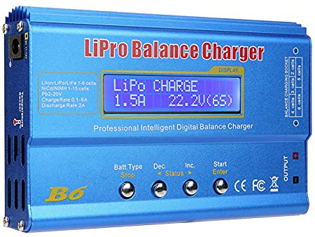 Shkalacar Professional Balance Charger/Discharger with Power Supply for LiPo，Li-ion，Li-Fe，LiHV Battery (1-6S), NiMH，NiCd (1-15S), Rc Hobby Battery Balance Charger, 80W 6A