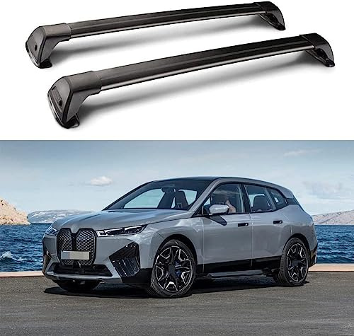 ZFSMHLH 2 Stücke Dachträger für BMW IX SUV 2021 2022 2023 2024, aus Alu Bis Offene Reling, Auto Dachreling Rack Lastenträger Querträger Auto Zubehör,Black