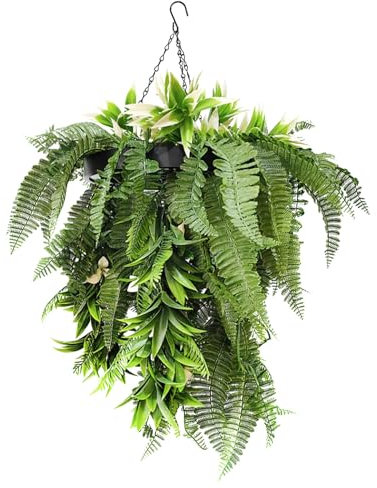 KARAT Hängepflanze 50x70cm - Kunstpflanzen zum Aufhängen - Künstliche Grünpflanze für stilvolle Dekoration für Garten, Balkon, Terrasse (Rainforest)