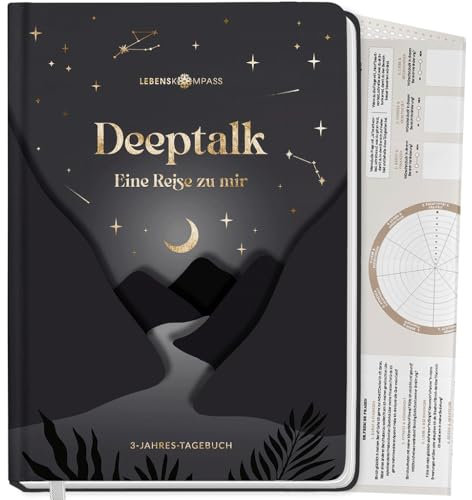 LEBENSKOMPASS® 3 Jahres Tagebuch für Erwachsene - Deeptalk Eine Reise zu mir Selbst NIGHT One line a day - ein 5 bis 6 Minuten Tagebuch für Erinnerungen, Reflexion und Achtsamkeit - DIN A5 Hardcover
