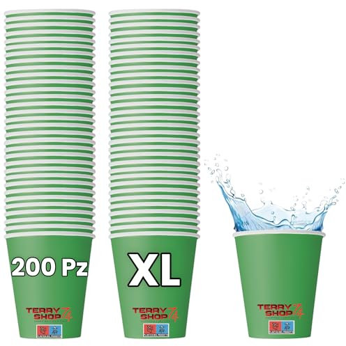 Terryshop74 Bicchieri in carta mod 180 XL Bevande calde e fredde bibite a prova di tenuta (XL Verde, 200, unità)