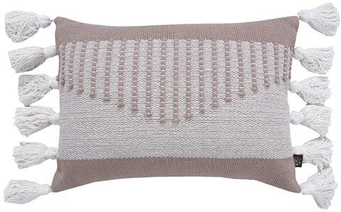 5M House of MV Dallas Kissenbezug, 100 % Baumwolle, weich und atmungsaktiv, elegantes Design, einfache Pflege, perfekt für Heimdekoration, Taupe mit Natur, 30 x 50 cm, 2 Stück