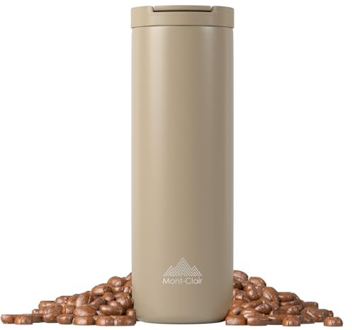 Mont-Clair Tasse Café 550ml - Mug Isotherme - 100% Étanche - Chaud pendant 12 heures - Tasse Isotherme - Conçu en Acier Inoxydable Recyclé (Terre)
