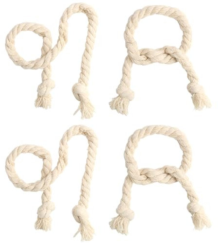 4 Piezas de Abrazaderas para Cortinas, Sujeta Cortinas Trenzadas a Mano en Cuerda de Algodón, Decoración Elegante para Salón, Dormitorio y Oficina, Fácil de Instalar, 800mm de Largo, Color Beige
