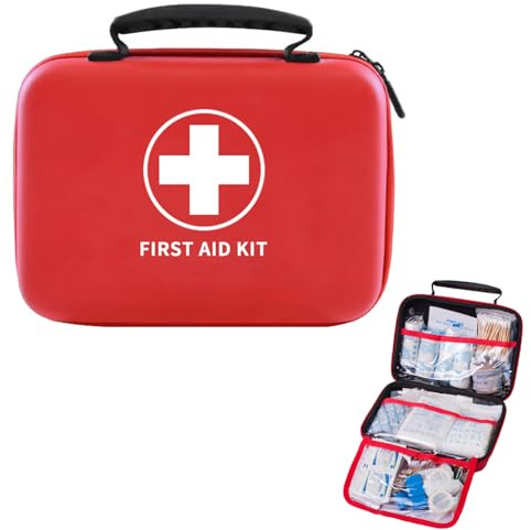 Primeros Auxilios Portátil Bolsa, 228 Piezas Kit Primeros Auxilios Completo, Para Hogar, Viajar, Camping, Aire Libre, 22 * 16 * 8.5cm (Rojo)