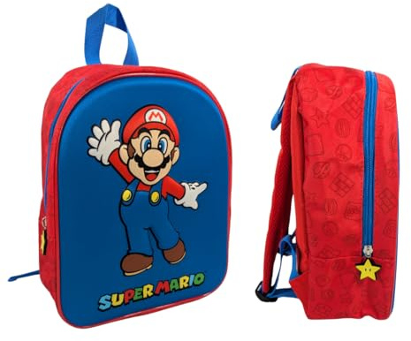 mybagstory Rucksack Super Mario 3D – Kinder Jungen 32 x 25,5 x 11 cm – Relief-Effekt – 1 Reißverschlussfach – Kindergartentasche leicht und robust