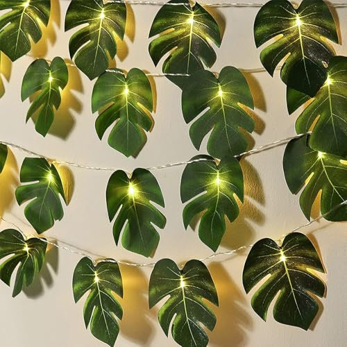 ENLACE Catena luminosa a LED in foglia di palma, 1,5 m, 10 luci, funzionamento a batteria