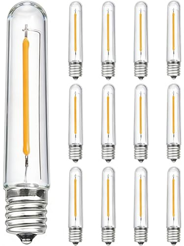 Txcigech 12 Pack LED T13 Replacement Light Bulbs for S14 Outdoor String Lights, 0.6W Night Lights Bulb Equivalent to 11W Incandescent Bulb, 2700K Warm White, E12 Candelabra Bulbs Dimmable