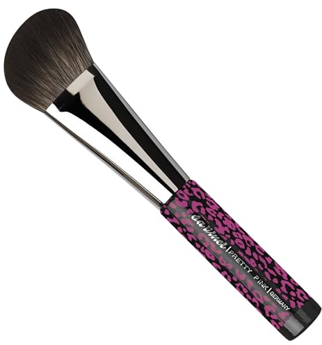 da Vinci, Pretty Pink Blush Brush, Slanted Extra Fine Vegan Synthetic Fibres, Blush, Bronzer & Highlighter, Blended Result, Painted Wooden Handle, Silver Ferrule, Pink Leo Design, Size 0