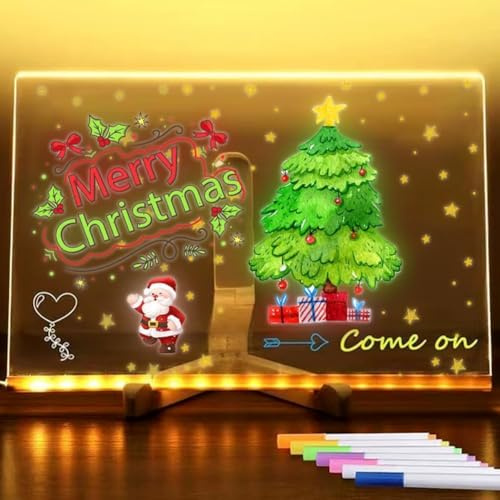 Leuchtendes Led Zeichenbrett Für Kinder,Led Maltafel Notiztafel Nachrichtentafel Abwischbar,Trocken Abwischbare Acryltafel,Zeichnungsbrett Mit Licht ，Memotafel Für Schreibtisch, Büro, Café, Schule (M)