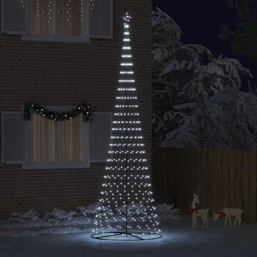 Albero di Natale LED bianco freddo, altezza 500 cm, diametro 160 cm, metallo con 550 luci, 8 modalità, per interni ed esterni protetti