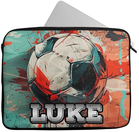 Personalised Football Laptop Sleeve with Any Name – Unique Custom Laptop Bag Gift 2 (12-13 inch)