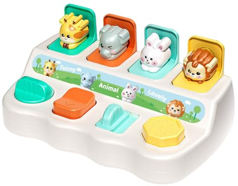 Odoukey Jouet interactif de Cache-Cache Animal Mignon, Jouet Animal Pop-up sûr et Amusant, Jouets éducatifs de - pour Enfants, Jouets d'apprentissage créatifs pour Les Tout-Petits garçons