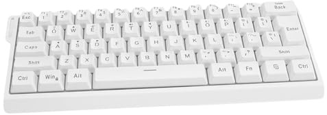 Yanmis Clavier Mécanique 60% sans Fil, Compact rétroéclairé RVB, 61 Touches avec Anti-ghosting, Bluetooth 2,4 G USB Filaire pour PC Mac Gaming Typing (White)