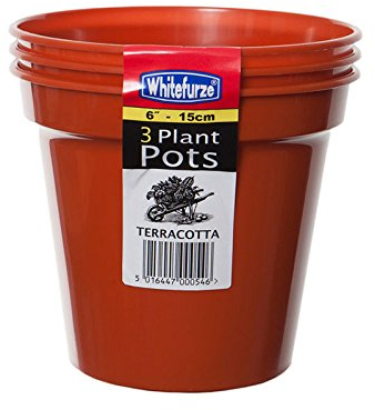 Tamers Pack of 6 Plastic 6 inch (15cm) Terracotta Plant Pots Garden Flowers Plant