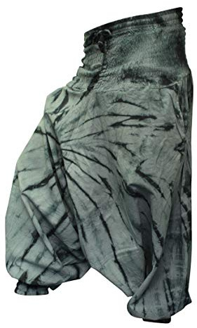 SHOPOHOLIC FASHION Pantalon coloré Tie Dye Baggy Harem, Vêtements Hippies Coupe Ample Boho Brighter, Gris