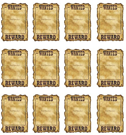 Beistle Western Wanted Schild 12 Stück