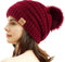 REDESS Damen Winter Pom Pom Beanie Mütze mit warmem Fleece gefüttert, Dicker Slouchy Snow Knit Chunky Baggy Skull Ski Cap