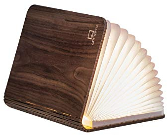 Gingko LED Mini Smart Book Schreibtischleuchte mit Oberfläche in natürlicher Holzoptik, wiederaufladbar mit Micro-USB Ladegerät, verschiedene Farben