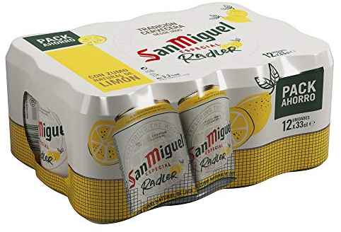 San Miguel Radler - Cerveza con Zumo Natural de Limón, Pack de 12 Latas x 33 cl - 3,2% Volumen de Alcohol