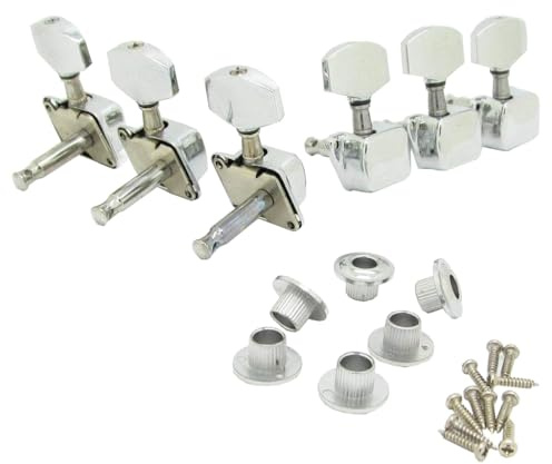 Pxyelec 6-PCS 3L3R Classic Guitar Tuning Pegs Machine Heads, Chrome | Locking Tuners, For Acoustic Guitar, For Classical Guitar, For Electric Guitar, Replacement Tuning Keys Set
