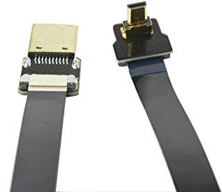 Câble micro HDMI mâle plat coudé à 90 degrés vers HDMI mâle standard Full HDMI normal pour GH4BMPCC Sony A5000 A6000 A7S A7R (non compatible avec Sony A6300) Noir (100 cm)