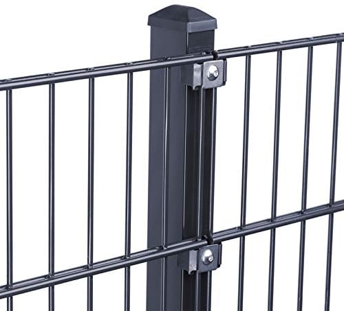 Doppelstabmattenzaun Komplettset 6/5/6 mm, Farbe Anthrazit RAL 7016 Set mit Pfosten und Klemmhaltern, Gartenzaun Stabmattenzaun Metallzaun - für Garten und Grundstück, Höhe 143 cm - Zaunlänge 30 m