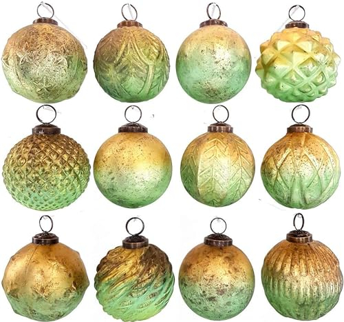 My-goodbuy24 Premium Weihnachtskugeln 12-teiliges Set Echtglas Glaskugeln Weihnachten Weihnachtsdeko Tannenbaumkugeln Glas Christbaumkugeln Weihnachtsbaum (I185)