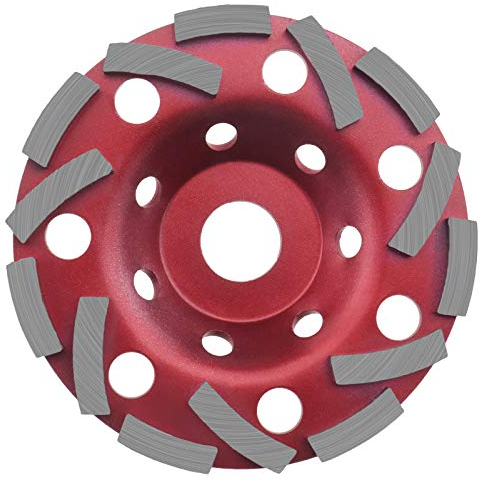 Create idea Diamant-Schleiftopf für Beton, 125 x 22,23 mm, 14 Löcher, Trennscheibe, rotes Winkelschleifer, Werkzeug für Granit, Marmor, Stein, Ziegel, Estrich