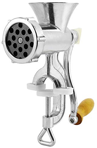 Picadora de carne manual, máquina trituradora de aleación de aluminio, embutidora, llenadora, llenadora, máquina para hacer pasta, pimienta, especias, máquina trituradora con abrazadera de mesa