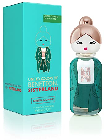 Benetton, Sisterland Green Jasmine, Eau de Toilette para Mujer, Larga duración, Fragancia joven, moderna y fresca, Notas florales y frutales, Optimo para uso diario, 80 ml